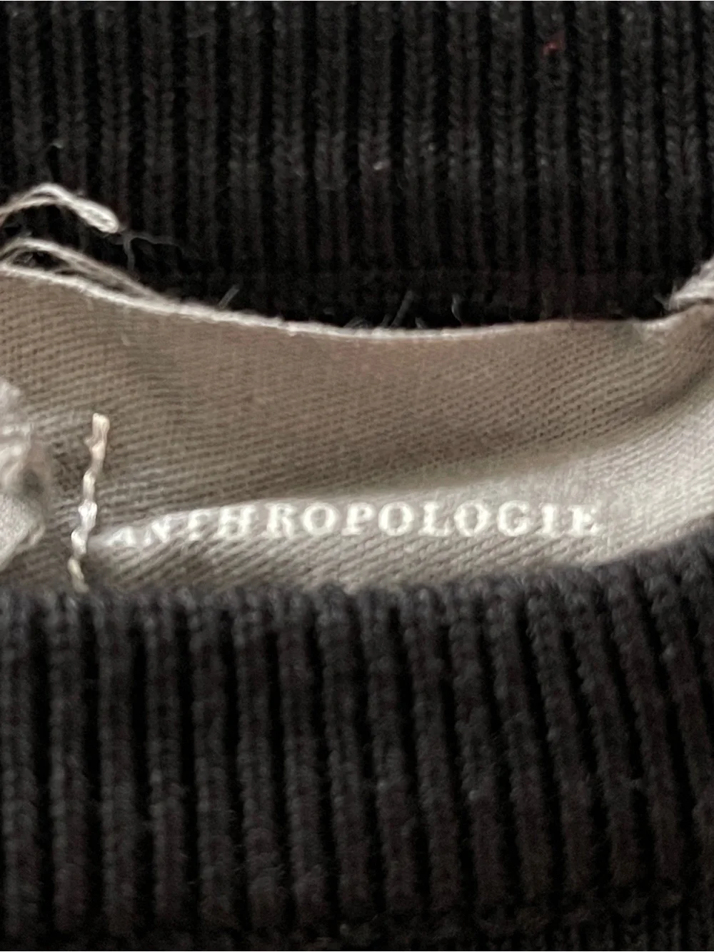 Anthropologie Black Knit Top with White Puff Sleeves - Picture 2 of 4